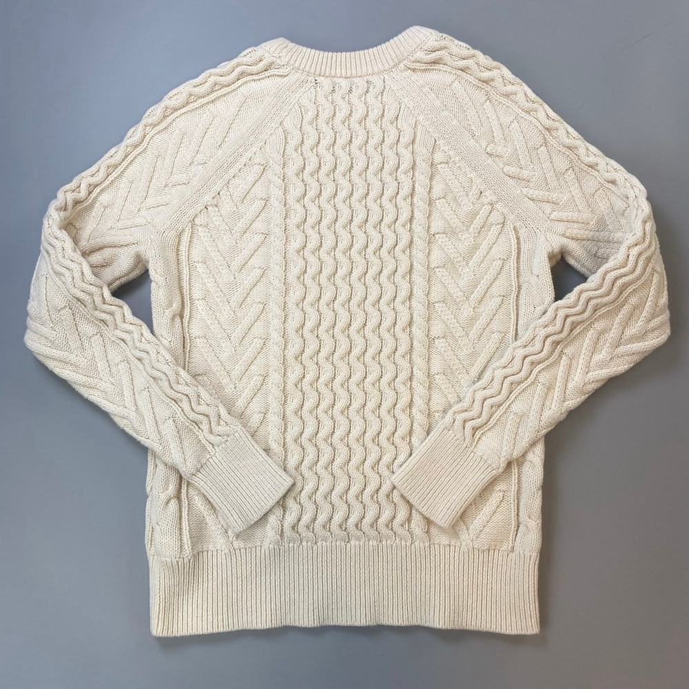 GAP Cable Knit Sweater Cream Womens XS Cottagecore Fisherman 3D Knit Heritage - Picture 2 of 13